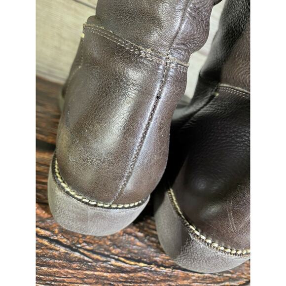 Daniblack Brown Calf-Length Pull On Wedge Heel Boots, Sz 7.5M - Picture 7 of 10